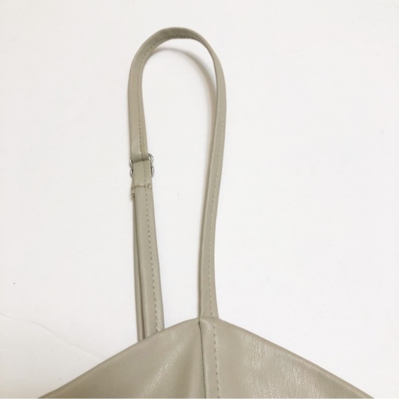 Zara | Faux Leather Bustier Style Beige Crop Tank Top Medium - Picture 4 of 10